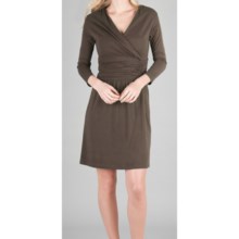 Lilla P Cross-Front Dress - Stretch Pima Cotton-Modal, 3/4 Sleeve (For Women) in Truffle - Closeouts