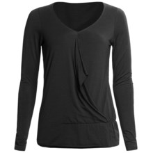Lilla P Drape Front Shirt - Pima Cotton, Long Sleeve (For Women) in Black - Closeouts