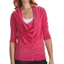 Lilla P Drape Neck Cardigan Sweater - Cotton-Modal, 3/4 Sleeve (For Women) in Rosebud - Closeouts