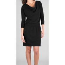 Lilla P Drop-Waist Dress - Stretch Pima Cotton-Modal, 3/4 Sleeve (For Women) in Black - Closeouts