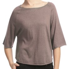 Lilla P Easy Cropped Sweater - Boat Neck, 3/4 Sleeve (For Women) in Oat - Closeouts