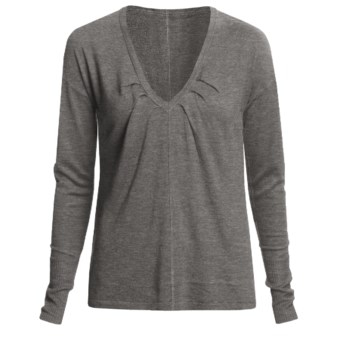 Lilla P Easy V-Neck Sweater - Long Sleeve (For Women) in Charcoal
