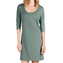 Lilla P Flame Easy Seamed Dress - Pima Cotton Slub, 3/4 Dolman Sleeve (For Women) in Vine - Closeouts