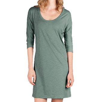 Lilla P Flame Easy Seamed Dress - Pima Cotton Slub, 3/4 Dolman Sleeve (For Women) in Vine