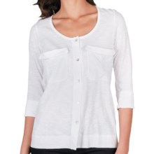 Lilla P Flame Pocket T-Shirt - 3/4 Sleeve (For Women) in White - Closeouts