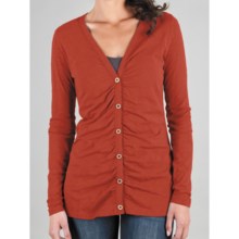 Lilla P Flame Ruched Cardigan Sweater - Pima Cotton Slub (For Women) in Cinnibar - Closeouts