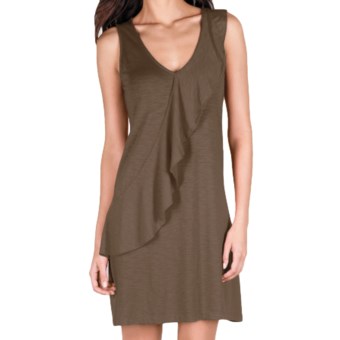 Lilla P Flame Ruffle Dress - Pima Cotton-Modal, Sleeveless (For Women) in Walnut