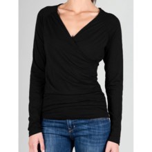 Lilla P Flame Surplice Shirt - Pima Cotton-Modal, Long Raglan Sleeve (For Women) in Black - Closeouts