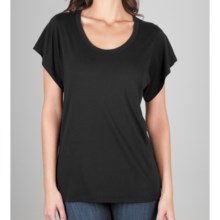 Lilla P Flutter Sleeve Shirt - Pima Cotton-Modal, Short Sleeve (For Women) in Black - Closeouts