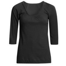 Lilla P Gauzy Loose-Knit Shirt - Pima Cotton, 3/4 Sleeve (For Women) in Black - Closeouts