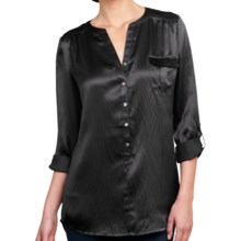 Lilla P Hammered Silk Pocket Tunic - Long Sleeve (For Women) in Black Silk - Closeouts