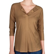 Lilla P Henley Shirt - Pima Cotton-Modal, 3/4 Sleeve (For Women) in Nutmeg - Closeouts