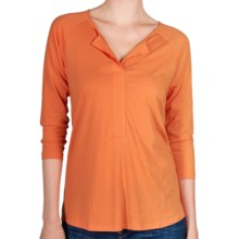 Lilla P Henley Shirt - Pima Cotton-Modal, 3/4 Sleeve (For Women) in Tangerine - Closeouts