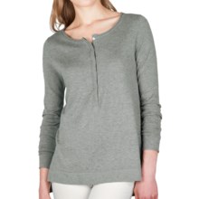 Lilla P Hi-Lo Henley Tunic Sweater - Cotton-Modal-Cashmere (For Women) in Mist - Closeouts