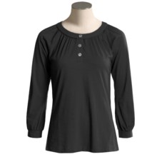 Lilla P Jersey Henley Shirt - Pima Cotton, 3/4 Sleeve (For Women) in Black - Closeouts