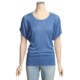 Lilla P Linen-Rich Dolman Shirt - Scoop Neck, Short Sleeve (For Women)
