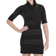 Lilla P Lurex Sweater Dress - Elbow Sleeve (For Women) in Black Lurex - Closeouts
