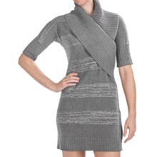Lilla P Lurex Sweater Dress - Elbow Sleeve (For Women) in Chrome Lurex - Closeouts