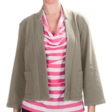 Lilla P Notch Collar Jacket - Stretch French Terry, 3/4 Sleeve (For Women) in Raffia - Closeouts