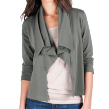Lilla P Open Drape-Neck Jacket - French Terry, 3/4 Sleeve (For Women) in Asphalt - Closeouts