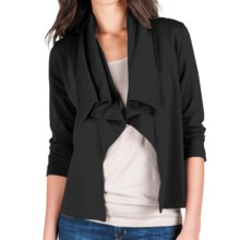 Lilla P Open Drape-Neck Jacket - French Terry, 3/4 Sleeve (For Women) in Black - Closeouts