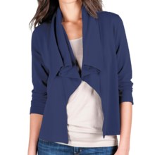Lilla P Open Drape-Neck Jacket - French Terry, 3/4 Sleeve (For Women) in Peacoat - Closeouts