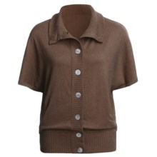 Lilla P Oversized Cardigan Sweater - Cotton-Cashmere, Short Dolman Sleeve (For Women) in Hazelnut - Closeouts