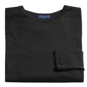 Lilla P. Pima Cotton Crew T-Shirt - Long Sleeve (For Women) in Black