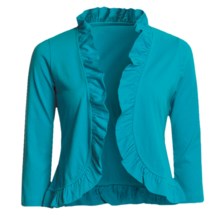 Lilla P Pima Cotton Jersey Bolero Shirt - Ruffled, 3/4 Sleeve (For Women) in Sea - Closeouts