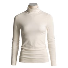 Lilla P Pima Cotton Turtleneck - Long Sleeve (For Women) in Pearl - Closeouts