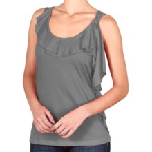 Lilla P Pima-Modal Tank Top - Ruffle Front (For Women) in Smoke - Closeouts