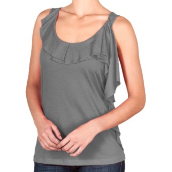 Lilla P Pima-Modal Tank Top - Ruffle Front (For Women) in Smoke