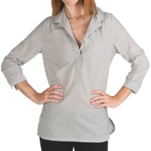 Lilla P Pinstripe Woven Tunic - 3/4 Sleeve (For Women) in Black Stripe - Closeouts