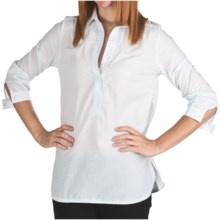 Lilla P Pinstripe Woven Tunic - 3/4 Sleeve (For Women) in Pool Stripe - Closeouts