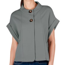Lilla P Rolled Sleeve Jacket - French Terry (For Women) in Asphalt - Closeouts