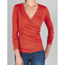 Lilla P Ruched Surplice Shirt - Pima Cotton Jersey, Long Sleeve (For Women) in Wild Ginger - Closeouts