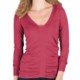 Lilla P Ruched V-Neck Sweater - Cotton-Modal, Long Sleeve (For Women)