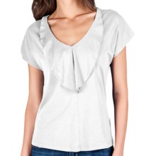 Lilla P Ruffle Front Shirt - Pima Cotton, Short Dolman Sleeve (For Women) in White - Closeouts