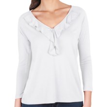 Lilla P Ruffle Shirt - Pima Cotton-Modal, 3/4 Sleeve (For Women) in White - Closeouts