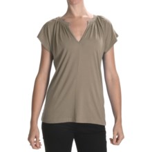 Lilla P Shirred Dolman Shirt - Pima Cotton-Modal, Short Sleeve (For Women) in Dove - Closeouts