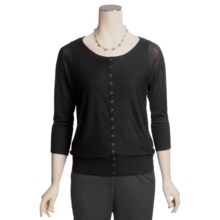 Lilla P Snap-Front Cardigan Sweater - 3/4 Dolman Sleeve (For Women) in Black - Closeouts