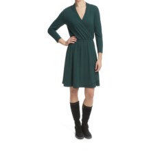 Lilla P Stretch Cross-Front Dress - 3/4 Sleeve (For Women) in Pine - Closeouts