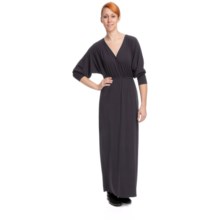 Lilla P Stretch V-Neck Maxi Dress - Long Dolman Sleeve (For Women) in Aubergine - Closeouts