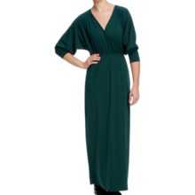 Lilla P Stretch V-Neck Maxi Dress - Long Dolman Sleeve (For Women) in Pine - Closeouts