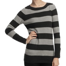 Lilla P Stripe Boat Neck Tunic Shirt - Cotton-Cashmere, Long Sleeve (For Women) in Carbon/Heather Grey - Closeouts