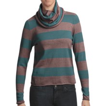 Lilla P Stripe Cropped Cowl Neck Sweater - Cotton-Cashmere (For Women) in Mink/Balsam - Closeouts