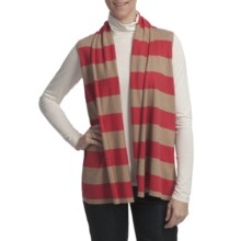 Lilla P Stripe Flyaway Sweater Vest - Cotton-Cashmere (For Women) in Camel/Vermillion - Closeouts