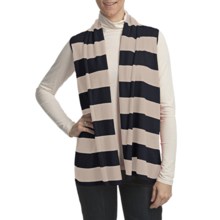 Lilla P Stripe Flyaway Sweater Vest - Cotton-Cashmere (For Women) in Navy/Chalk - Closeouts