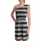 Lilla P Stripe One Shoulder Drawstring Dress - Sleeveless (For Women) in Black/Silver