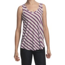 Lilla P Stripe Tank Top - Pima Cotton, Scoop Neck (For Women) in Pearl/Jam - Closeouts